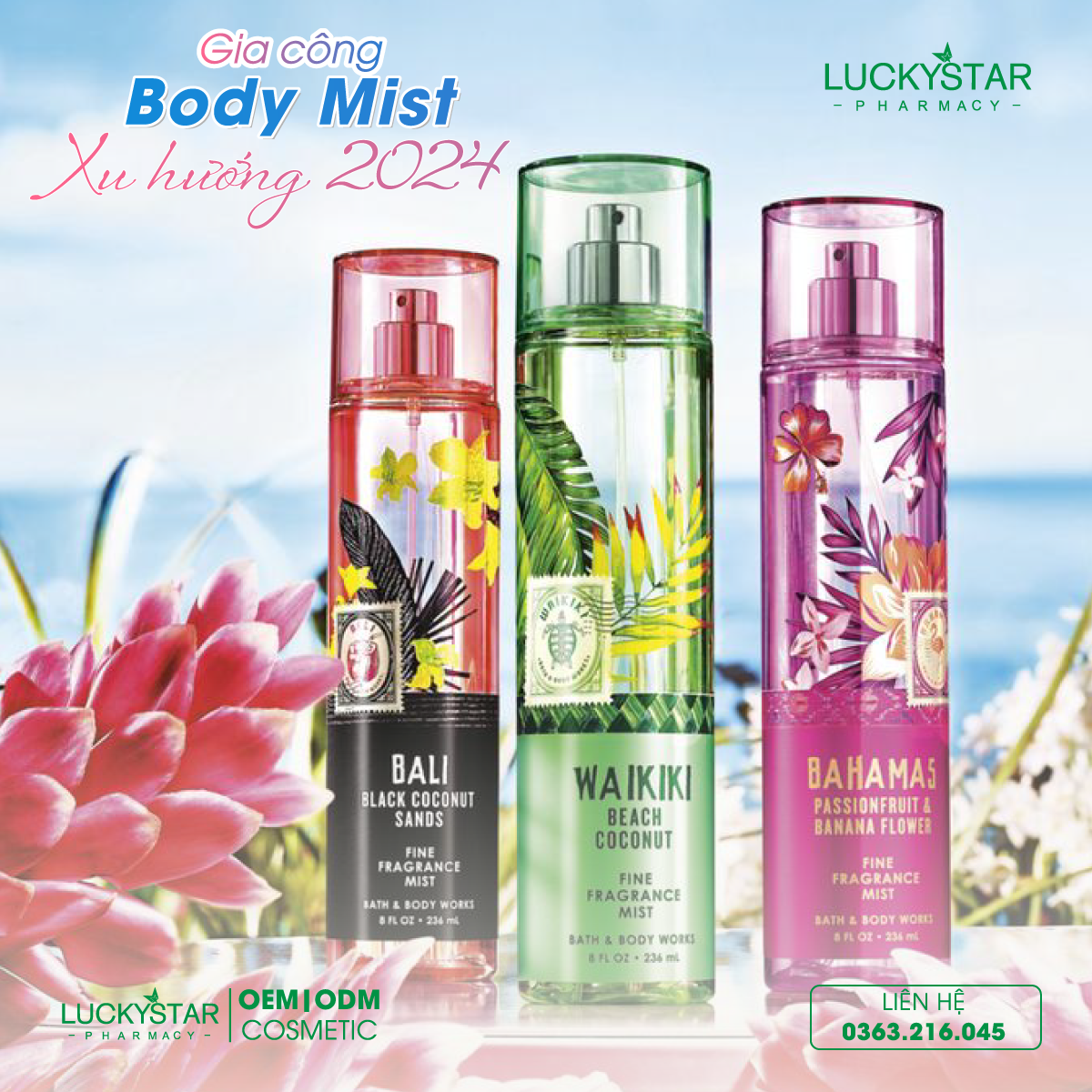 GIA CÔNG BODY MIST - KEY HÀNG DẪN ĐẦU XU HƯỚNG NĂM 2024